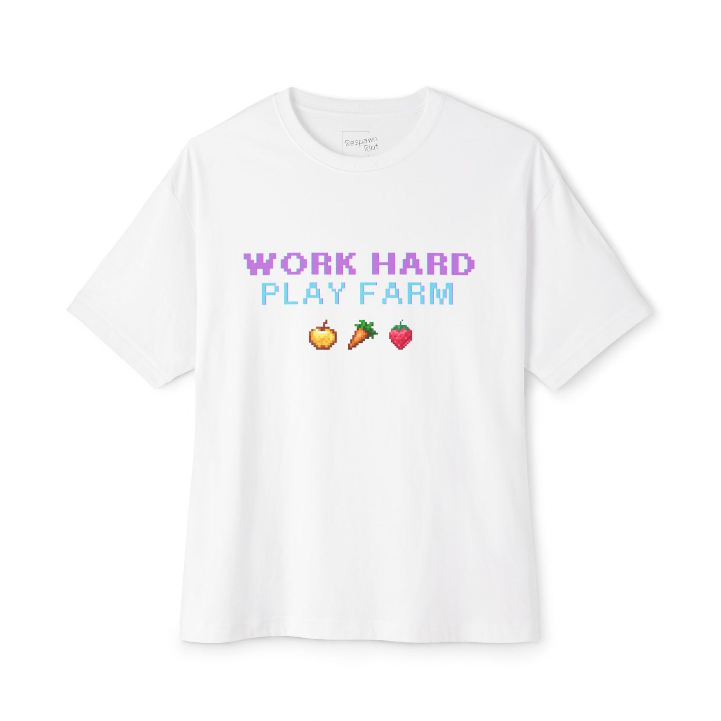 Farm Sim Life Boxy Tee | Unisex Oversized T-Shirt | Work Hard Play Farm Design | Casual Wear for Farm Sim Gamers, Gamer Gift, Summer Top
