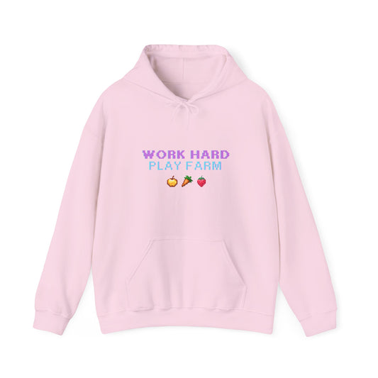 Work Hard Play Farm Hoodie, Unisex Hooded Sweatshirt, Cozy Farm Apparel, Perfect Gift for Farmers, Casual Wear, Farm-Themed Hoodie