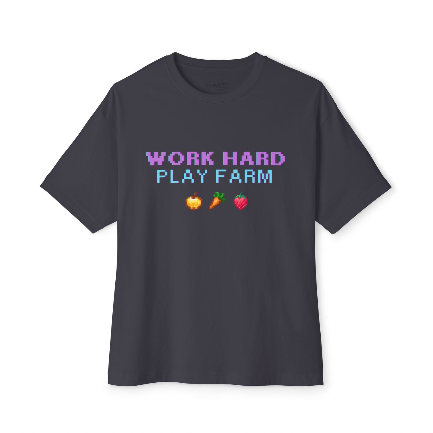 Farm Sim Life Boxy Tee | Unisex Oversized T-Shirt | Work Hard Play Farm Design | Casual Wear for Farm Sim Gamers, Gamer Gift, Summer Top
